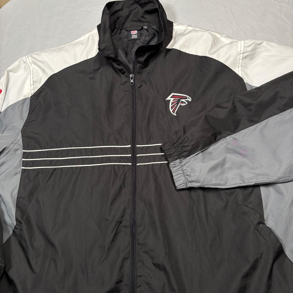 Reebok Windbreaker Jacket Men 2XL Black Atlanta Falcons NFL Team Apparel WPL6605